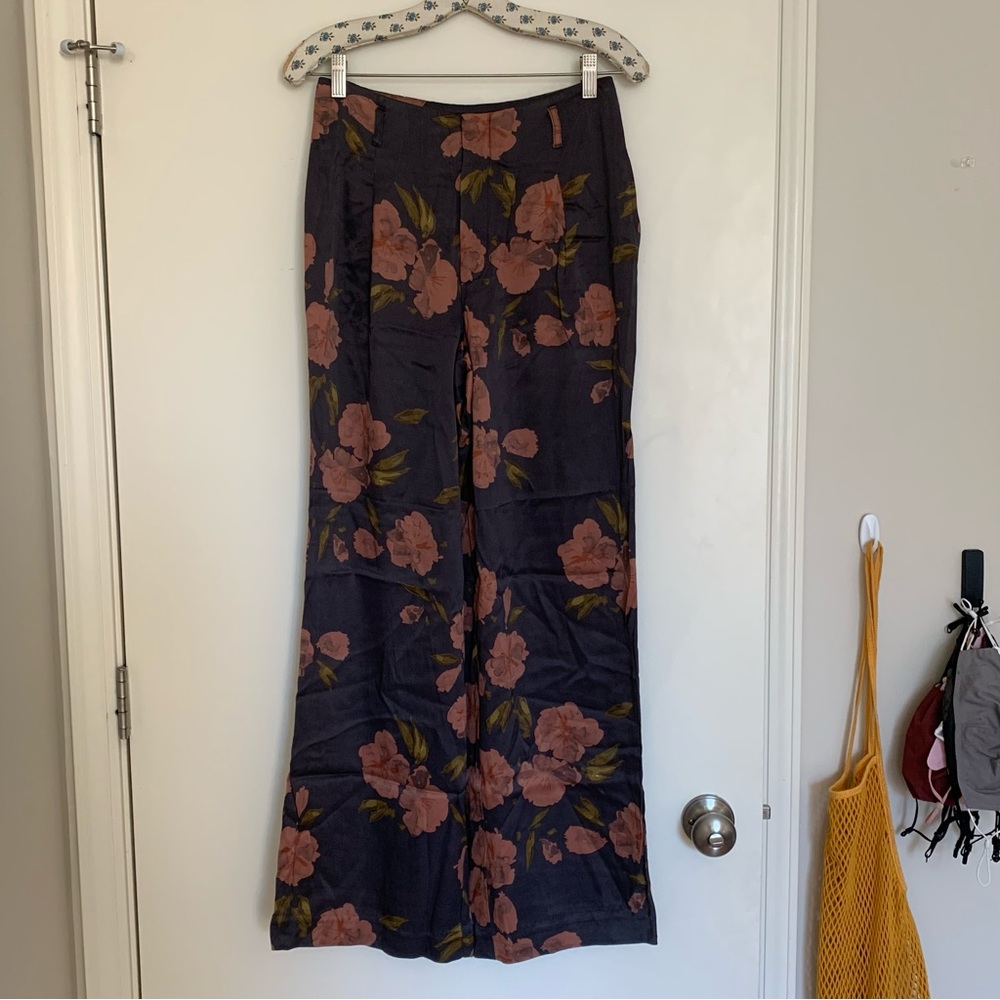 Anthropologie x ettiva satin flare pants
